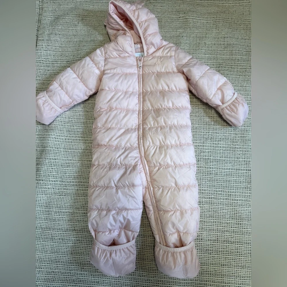 Baby GAP Pink Hooded Lightweight Puffer Snowsuit